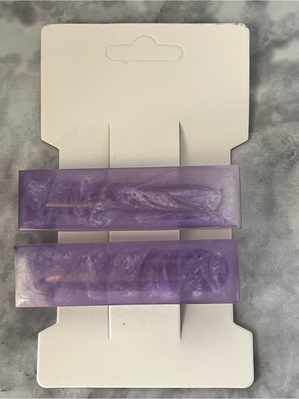 Purple Resin Rectangular Hair Clips - Set of 2
